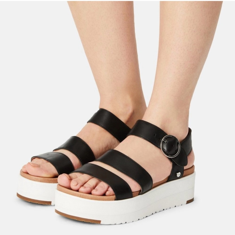 Black Platform Strappy Sandals - Women